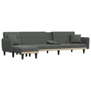 Rozkládací pohovka ve tvaru L tmavě šedá 275x140x70 cm textil - obrázek 4