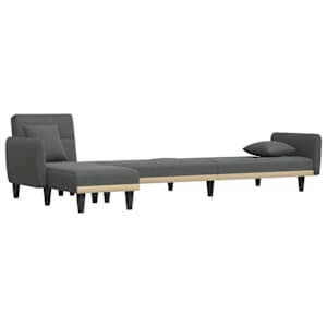 Rozkládací pohovka ve tvaru L tmavě šedá 275x140x70 cm textil - obrázek 5