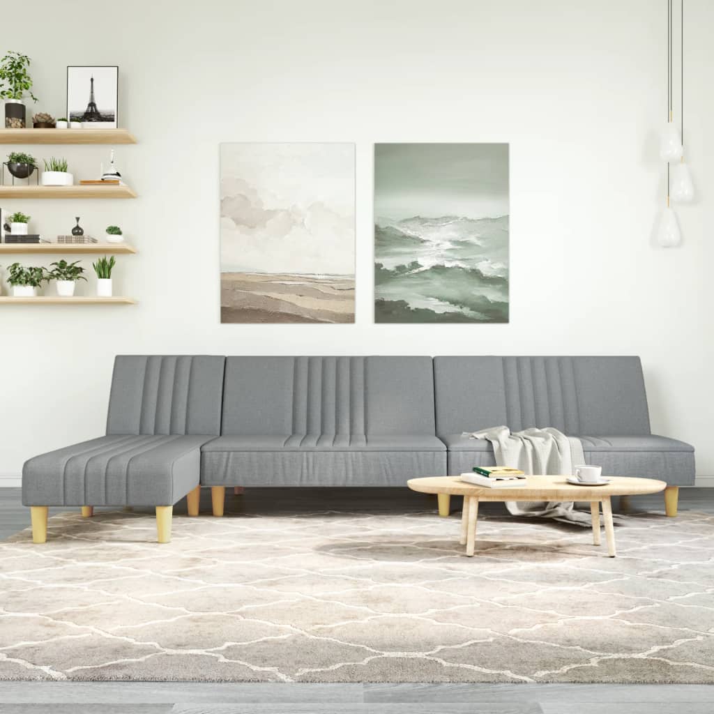 vida XL Schlafsofa in L-Form Hellgrau 255x 140x 70 cm Stoff