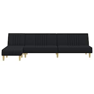 vidaXL Canap&eacute;-lit en forme de L noir 255x140x70 cm tissu