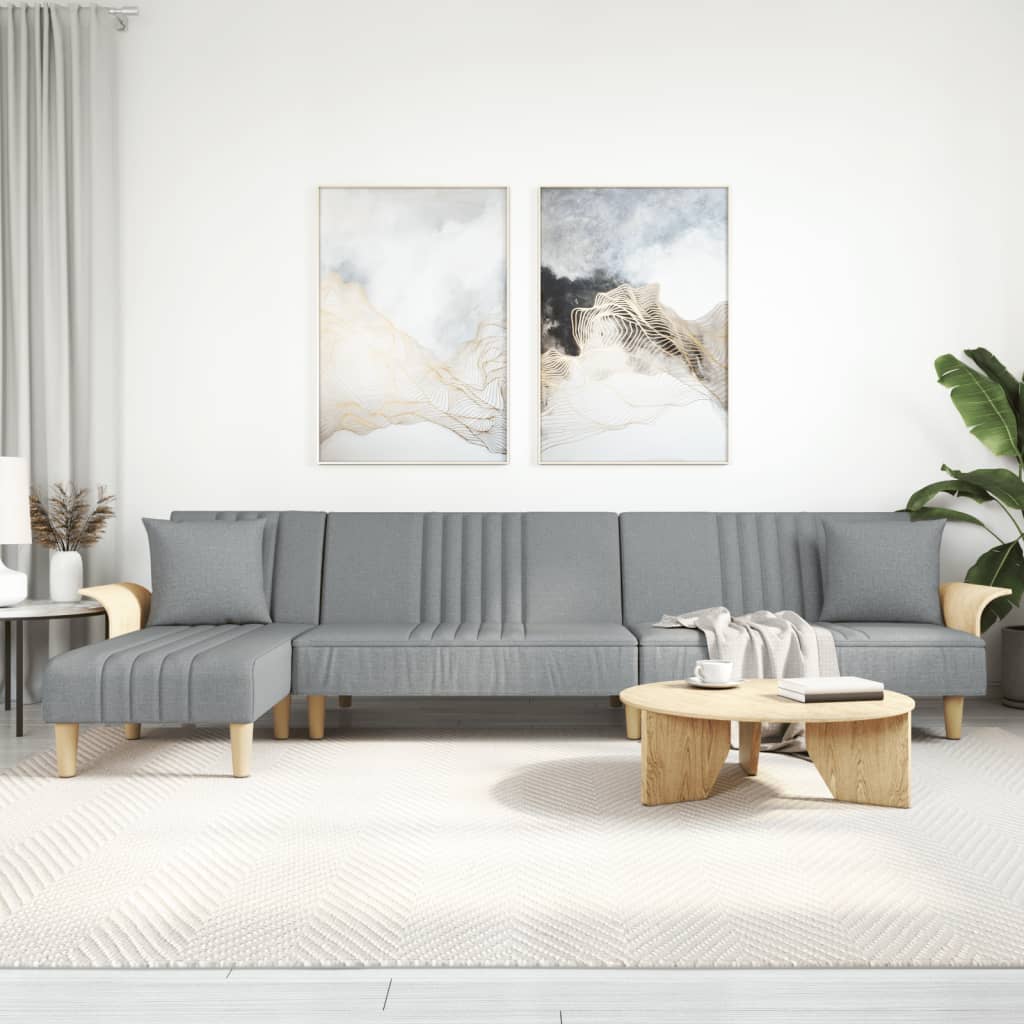 vida XL Schlafsofa in L-Form Hellgrau 279x 140x 70 cm Stoff