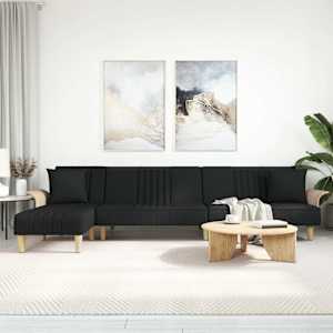 Rozkládací pohovka ve tvaru L černá 279 x 140 x 70 cm textil