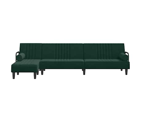 vidaXL Schlafsofa in L-Form Dunkelgrün 260x140x70 cm Samt