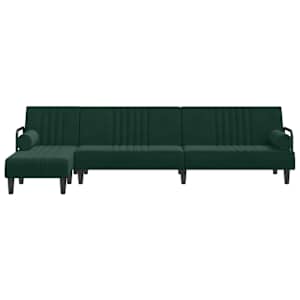 vidaXL Schlafsofa in L-Form Dunkelgrün 260x140x70 cm Samt