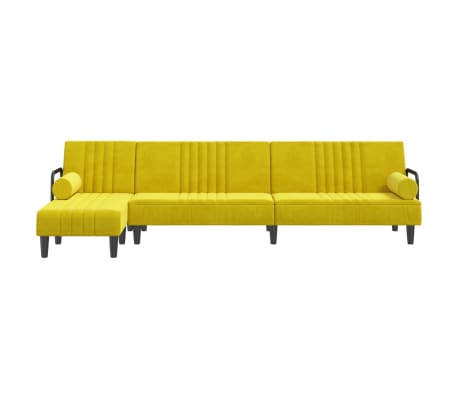 vidaXL Canap&eacute;-lit en forme de L jaune 260x140x70 cm velours