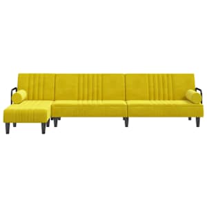 vidaXL Canap&eacute;-lit en forme de L jaune 260x140x70 cm velours