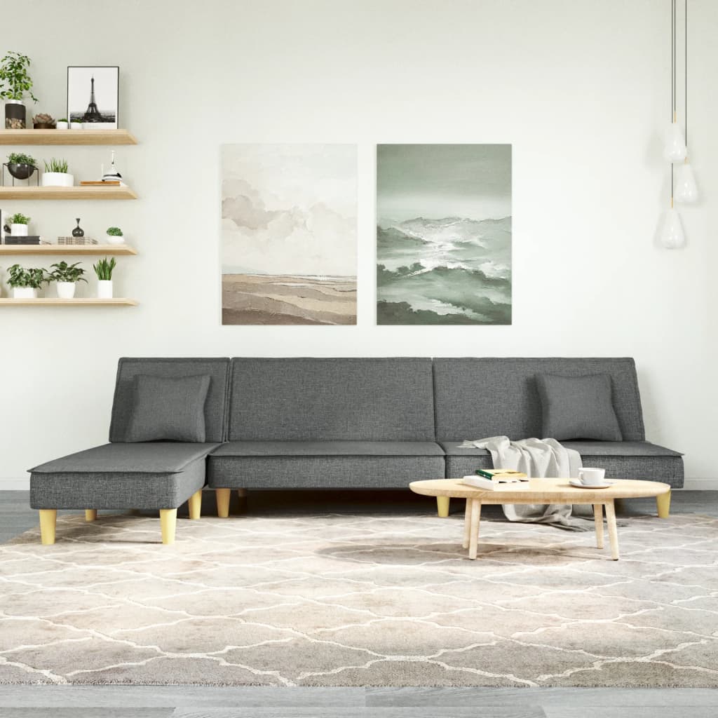 vidaXL Schlafsofa in L-Form Dunkelgrau 255x140x70 cm Stoff