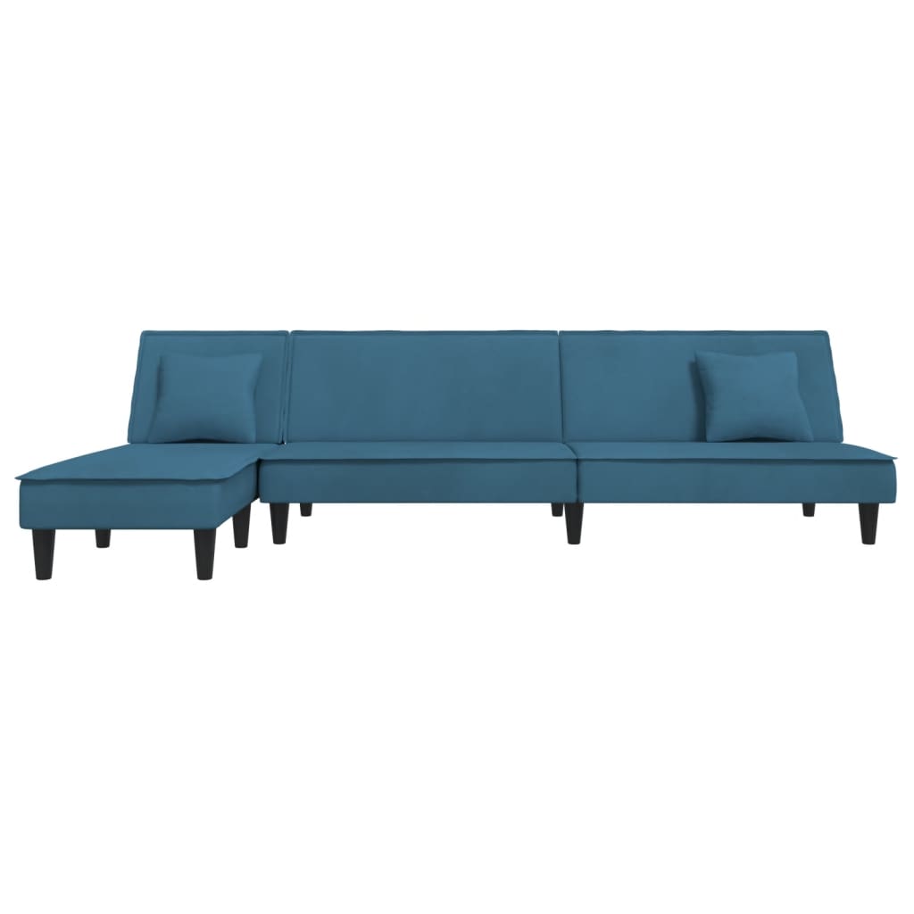 vidaXL Schlafsofa in L-Form Blau 255x140x70 cm Samt