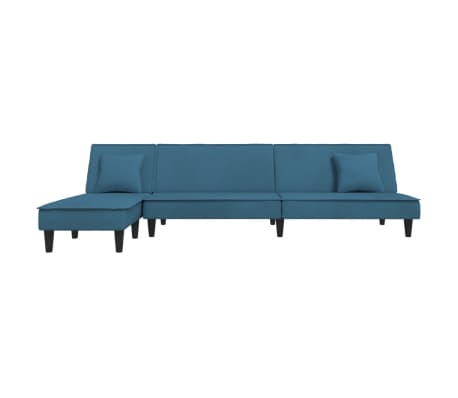 vidaXL Sofa rozkładana w kształcie L, niebieska, 255x140x70, aksamit