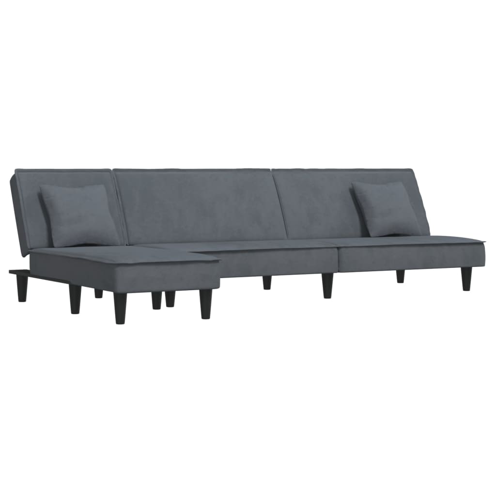 vidaXL Rozkládací pohovka ve tvaru L tmavě šedá 255x140x70 cm samet