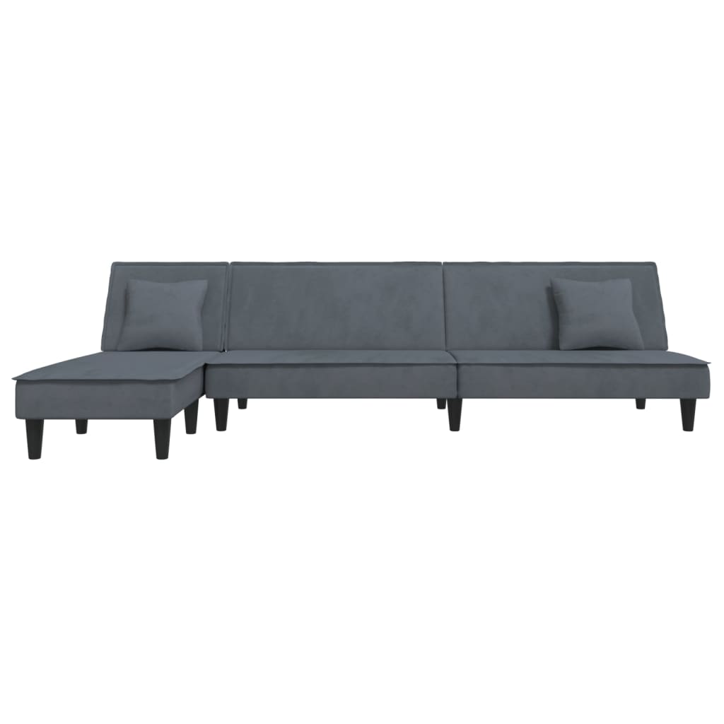 vidaXL Canapea extensibilă în formă de L gri 255x140x70 cm catifea