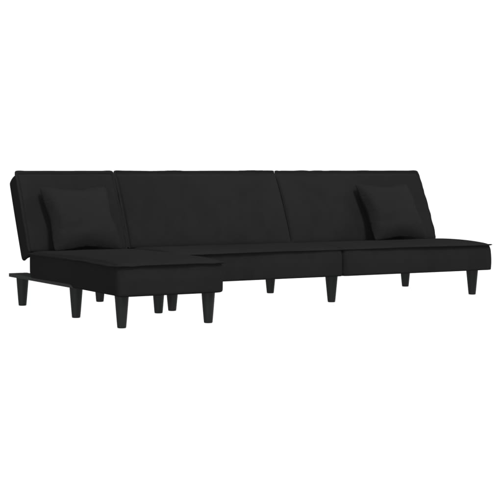 Thumbnail - vidaXL Schlafsofa in L-Form Schwarz 255x140x70 cm Samt