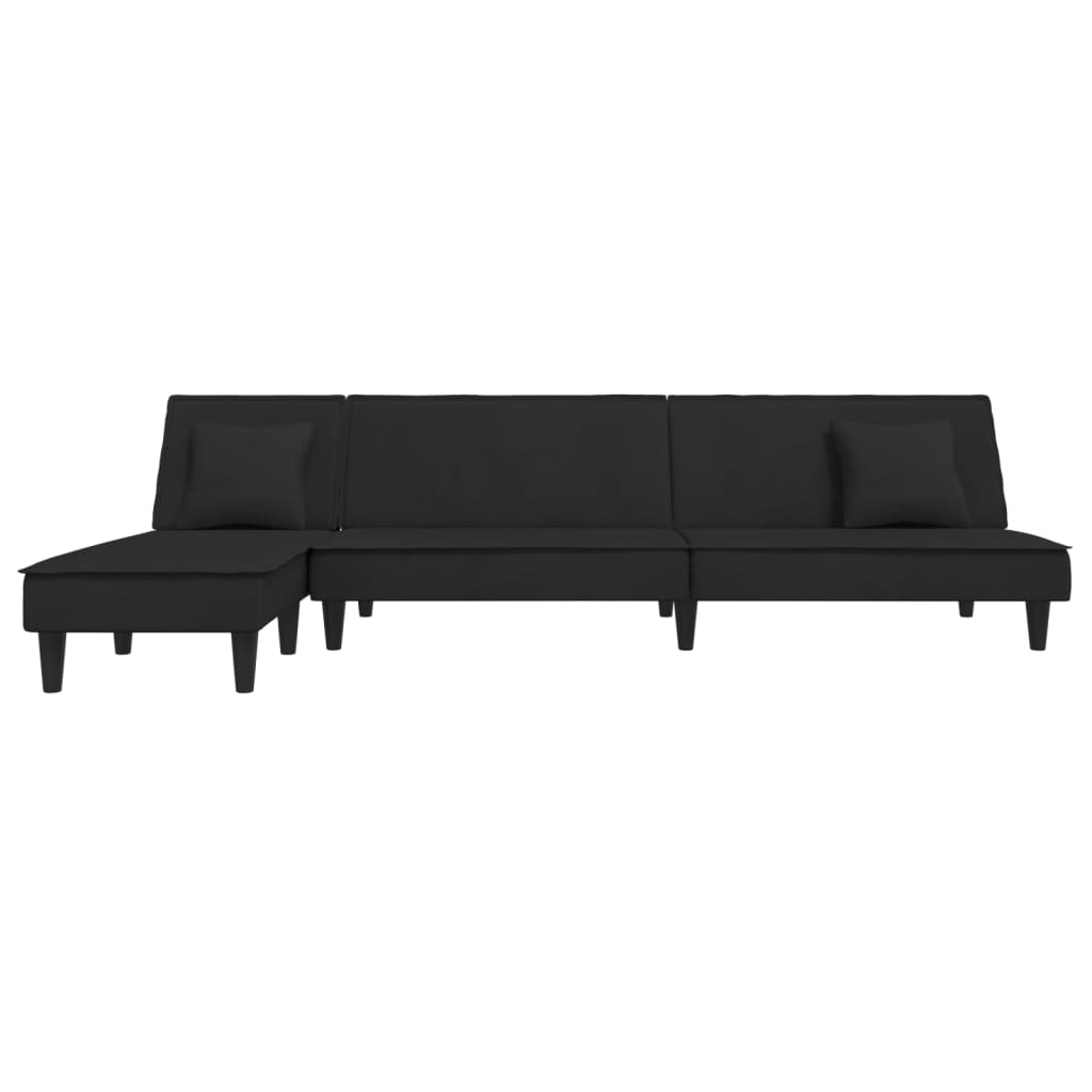 Thumbnail - vidaXL Schlafsofa in L-Form Schwarz 255x140x70 cm Samt