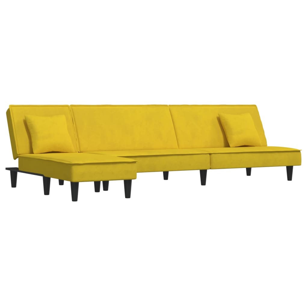 vidaXL Rozkládací pohovka ve tvaru L žlutá 255 x 140 x 70 cm samet