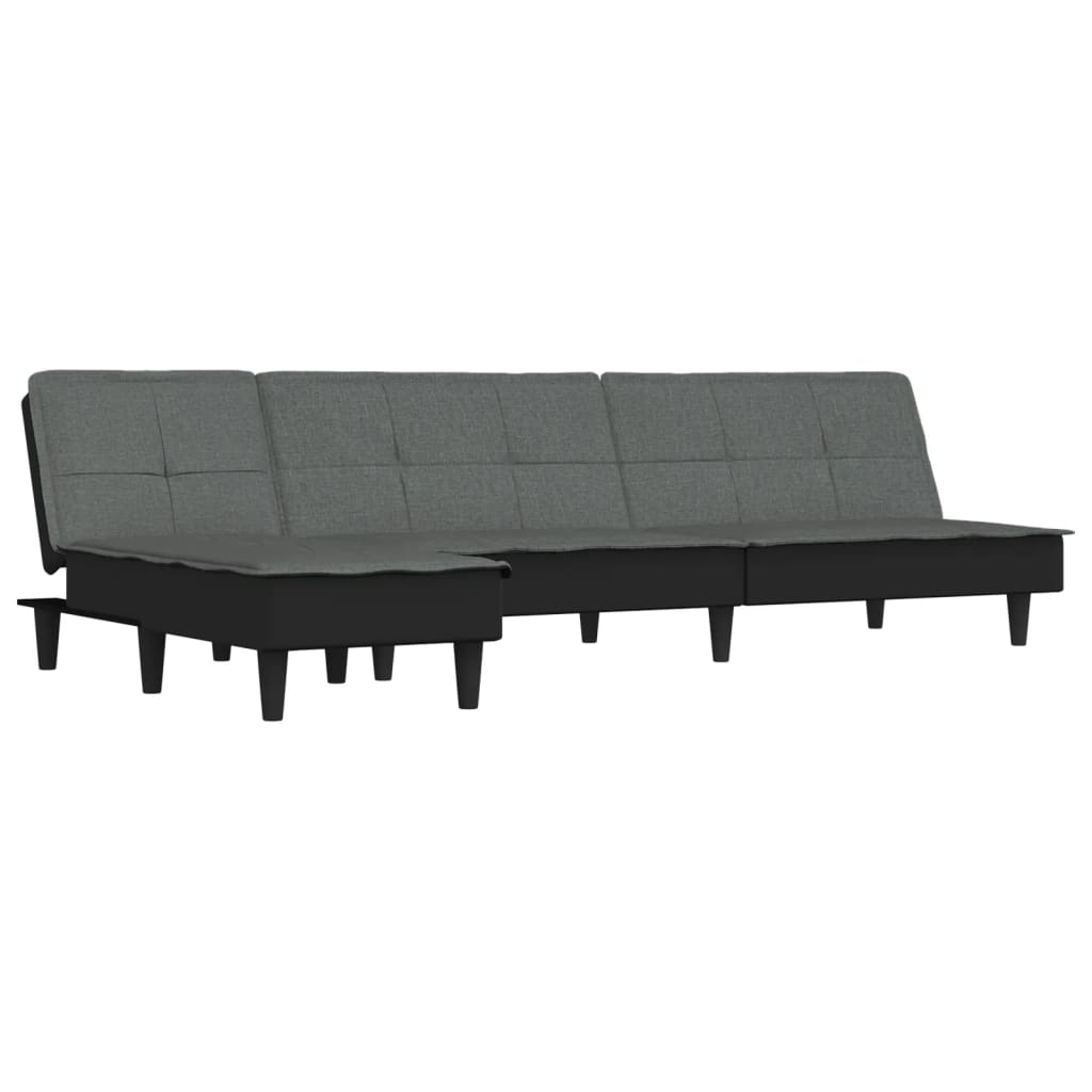 vidaXL Rozkládací pohovka ve tvaru L tmavě šedá 255x140x70 cm textil