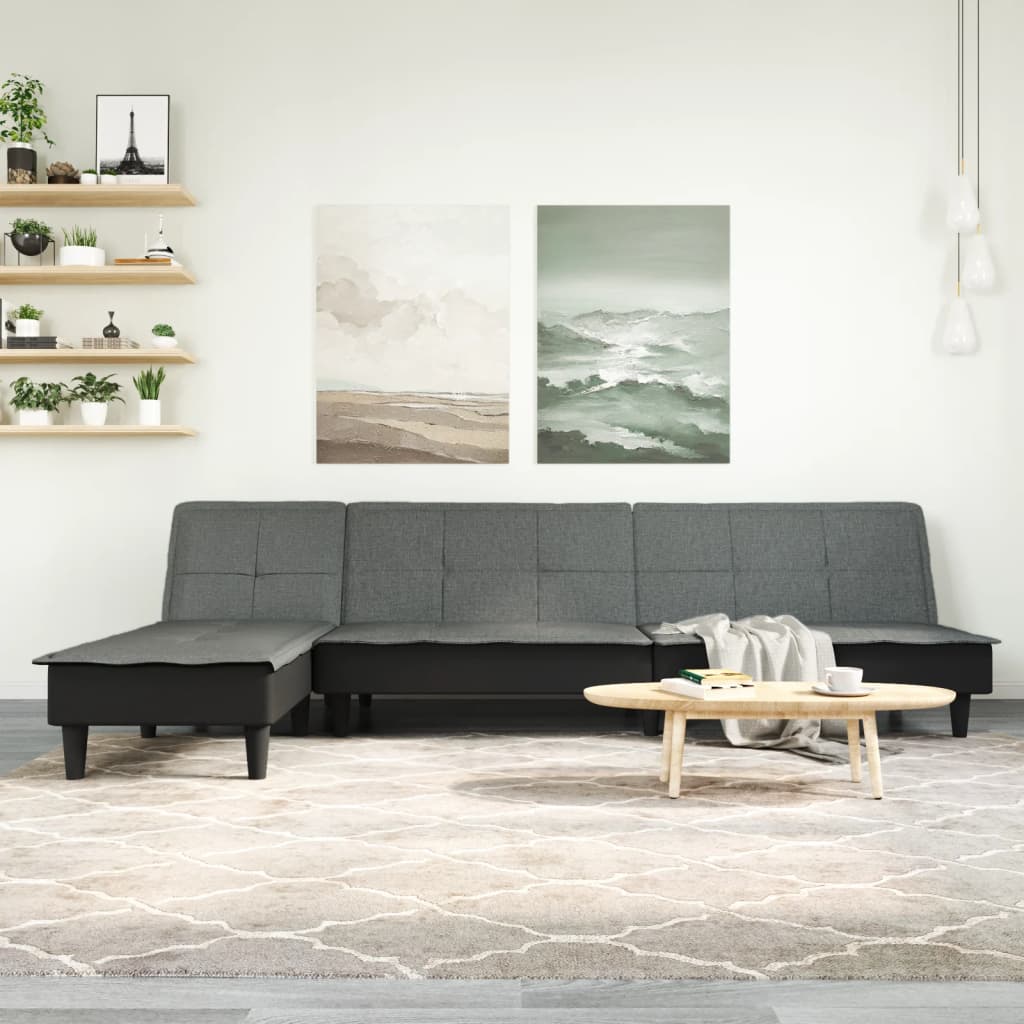 vidaXL Schlafsofa in L-Form Dunkelgrau 255x140x70 cm Stoff