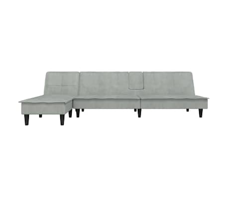 vidaXL Schlafsofa in L-Form Hellgrau 255x140x70 cm Samt