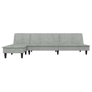 vidaXL Schlafsofa in L-Form Hellgrau 255x140x70 cm Samt