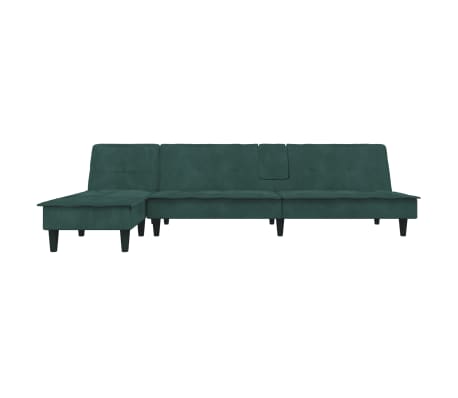 vidaXL Sofá cama en forma de L terciopelo verde oscuro 255x140x70 cm