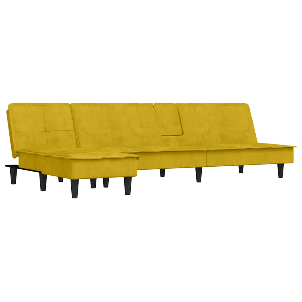 Thumbnail - vidaXL Schlafsofa in L-Form Gelb 255x140x70 cm Samt