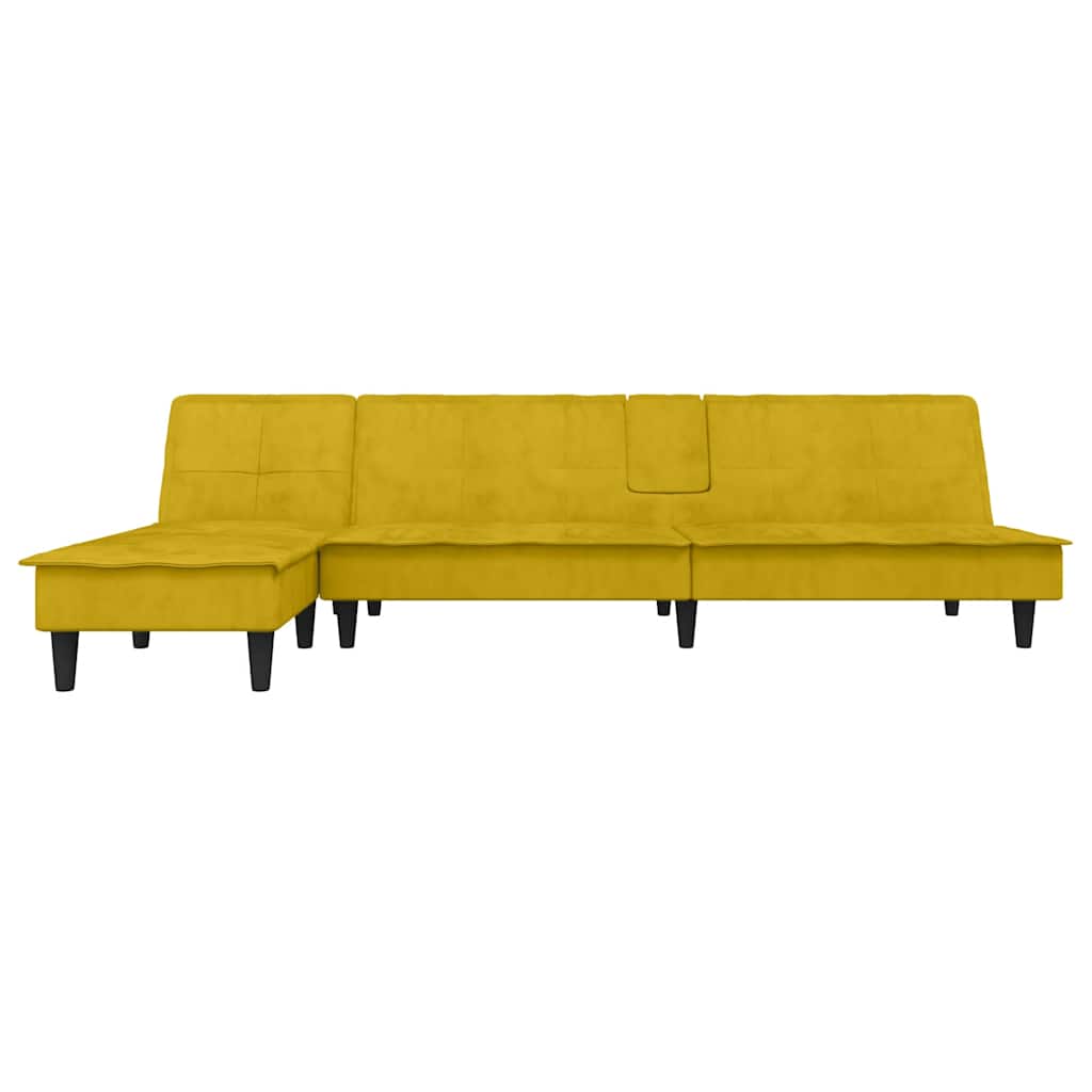 Thumbnail - vidaXL Schlafsofa in L-Form Gelb 255x140x70 cm Samt
