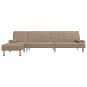 vidaXL Schlafsofa in L-Form Cappuccino-Braun 255x140x70 cm Kunstleder