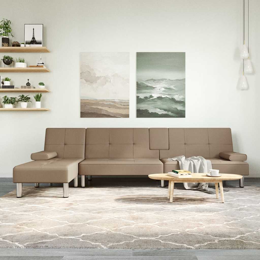 vidaXL Schlafsofa in L-Form Cappuccino-Braun 255x140x70 cm Kunstleder