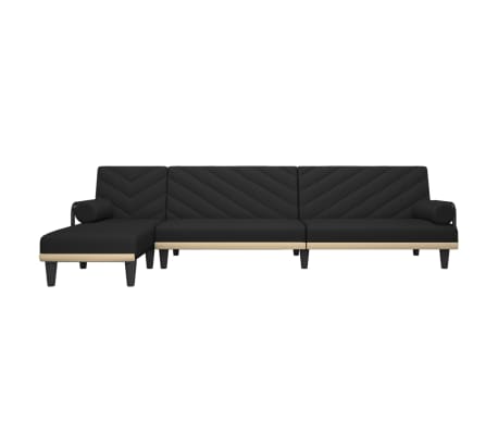 vidaXL Canapé-lit en forme de L noir 260x140x70 cm tissu