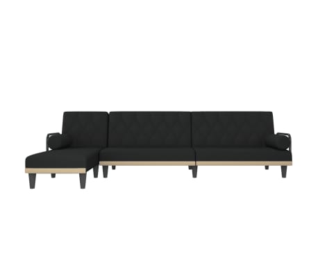 vidaXL Sof&aacute;-cama em forma de L 260x140x70 cm tecido preto
