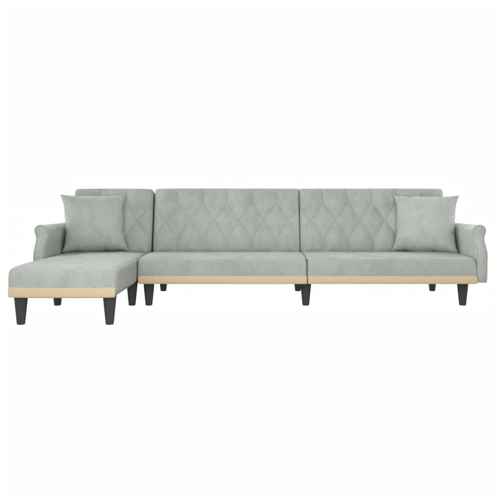 vidaXL Sofa rozkładana L, jasnoszara, 271x140x70 cm, aksamit