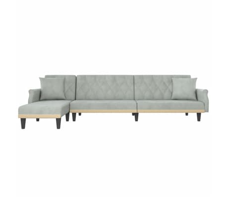 vidaXL Sofa rozkładana L, jasnoszara, 271x140x70 cm, aksamit