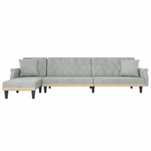 vidaXL Schlafsofa in L-Form Hellgrau 271x140x70 cm Samt