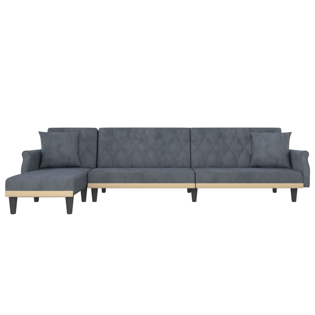 vidaXL Canapea extensibilă în formă de L gri 271x140x70 cm catifea