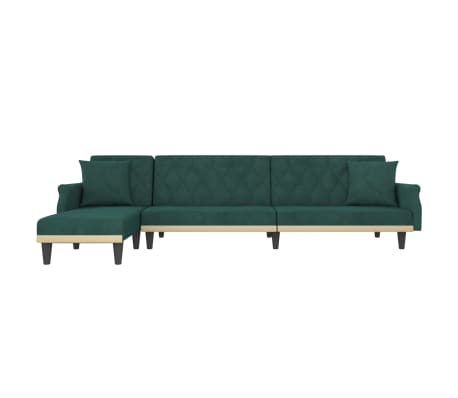 vidaXL Canapea extensibilă &icirc;n formă de L verde 271x140x70 cm catifea