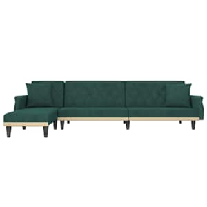 vidaXL Canapea extensibilă &icirc;n formă de L verde 271x140x70 cm catifea