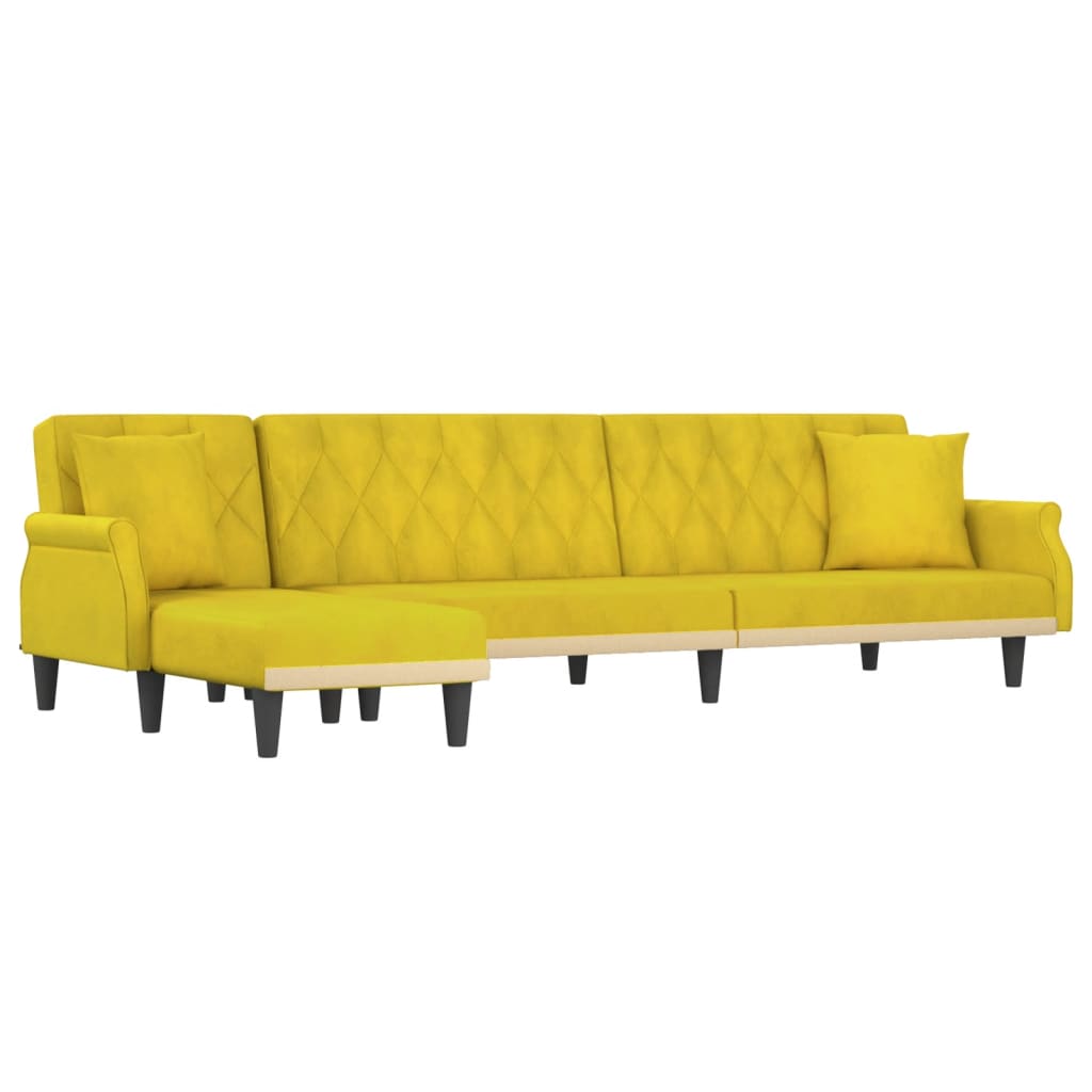 Thumbnail - vidaXL Schlafsofa in L-Form Gelb 271x140x70 cm Samt
