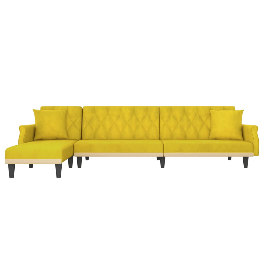 vidaXL Pohovka v tvare L žltá 271x140x70 cm zamat