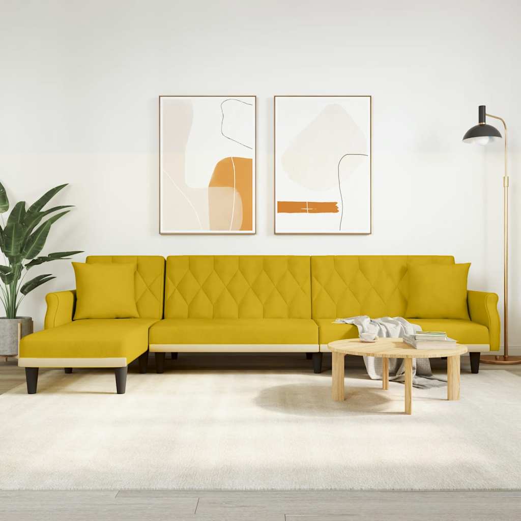 vida XL Schlafsofa in L-Form Gelb 271x 140x 70 cm Samt