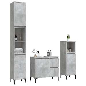 vidaXL Ensemble d'armoires de salle de bain 3 pcs gris béton