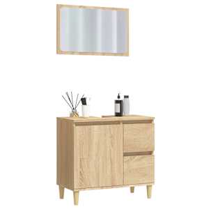 vidaXL Vonios baldų komplektas, 2 dalių, ąžuolo, apdirbta mediena