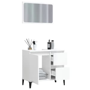 vidaXL 2-delige Badkamermeubelset bewerkt hout hoogglans wit