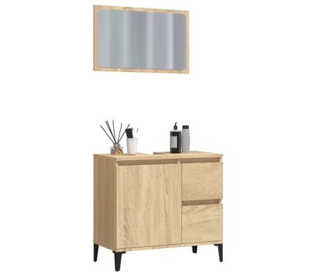 vidaXL Vonios baldų komplektas, 2 dalių, ąžuolo, apdirbta mediena