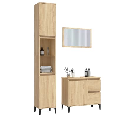 vidaXL Kopalni&scaron;ka garnitura 3-delna sonoma hrast inženirski les