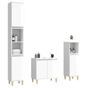 vidaXL 3-dijelni set kupaonskog namje&scaron;taja sjajni bijeli drveni