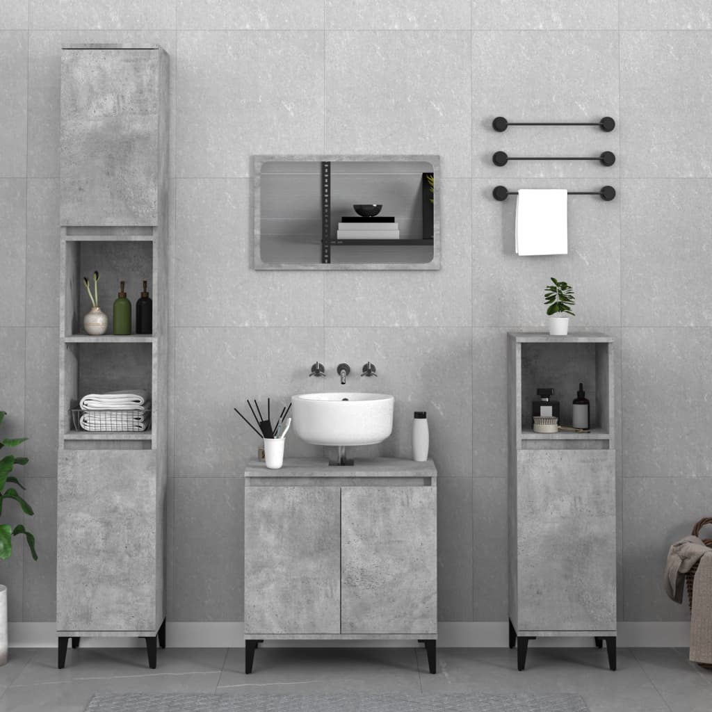 3dílný set koupelnového nábytku betonově šedý kompozitní dřevo