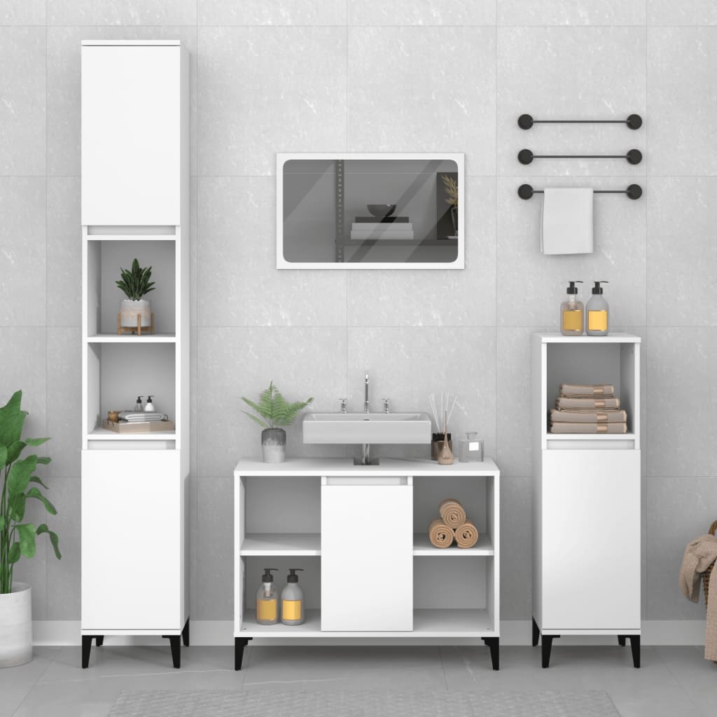 3dílný set koupelnového nábytku bílý kompozitní dřevo
