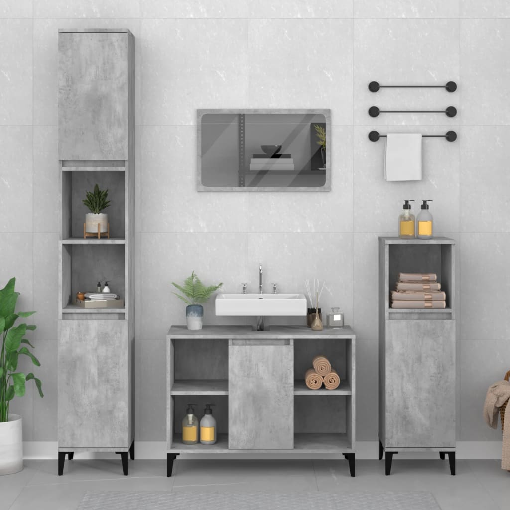 vidaXL Ensemble de meubles de salle de bain 3 pcs gris béton
