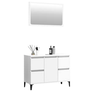 vidaXL Set muebles de ba&ntilde;o 2 piezas madera contrachapada blanco brillo