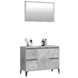 vidaXL 2-tlg. Badm&ouml;bel-Set Betongrau Holzwerkstoff