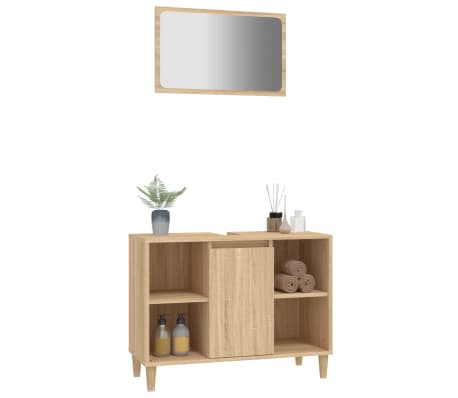 vidaXL Set Mobili da Bagno 2 pz Rovere Sonoma in Legno Multistrato